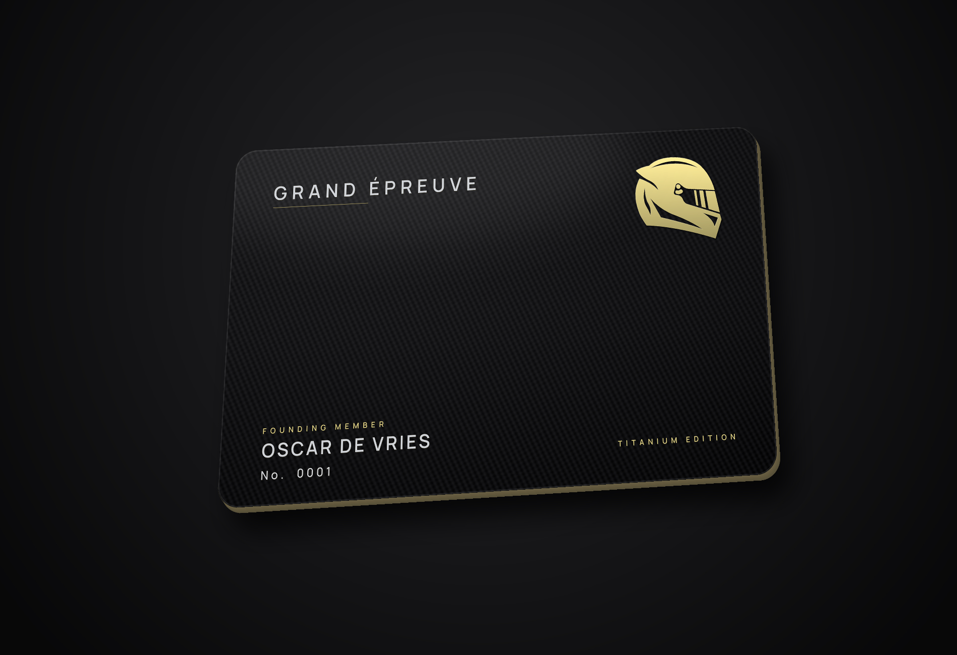 Numbered matte-black titanium Grand Épreuve membership card